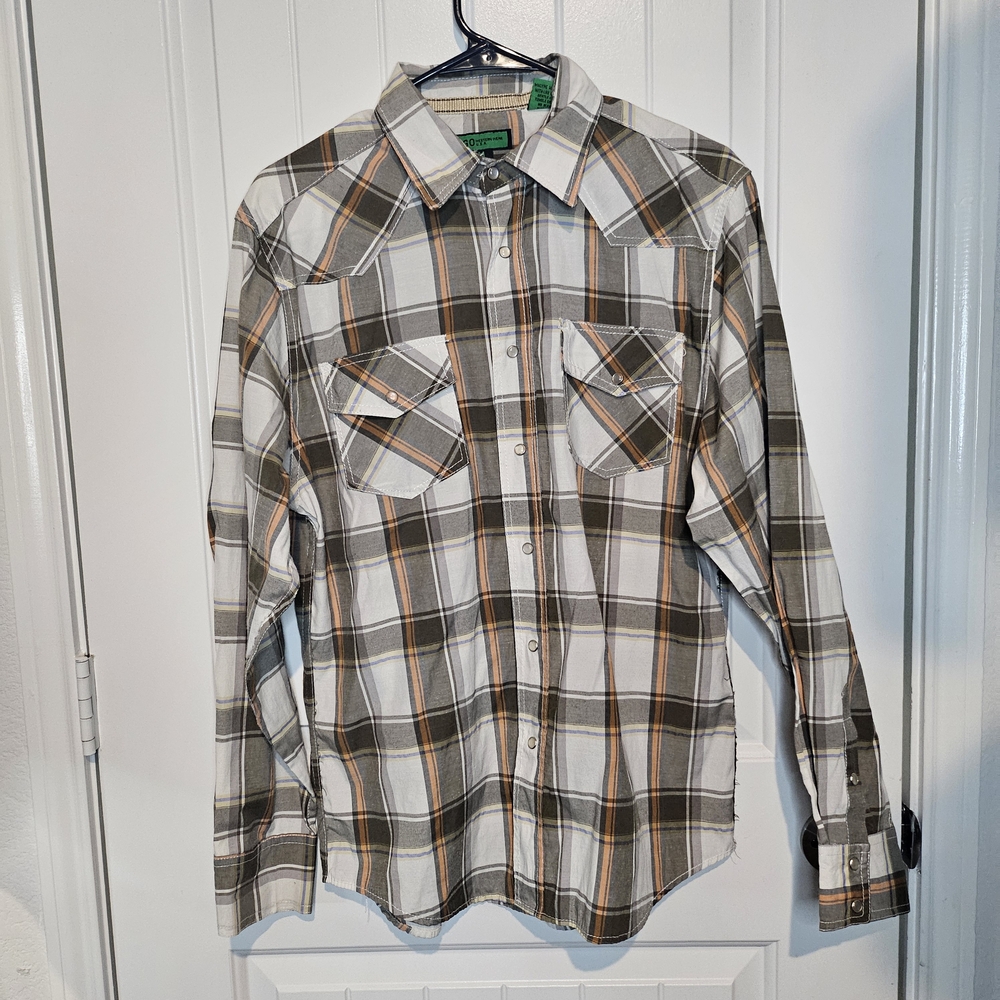 VIGO Western Wear Plaid Snap Button Shirt, Cotton Blend, Size M